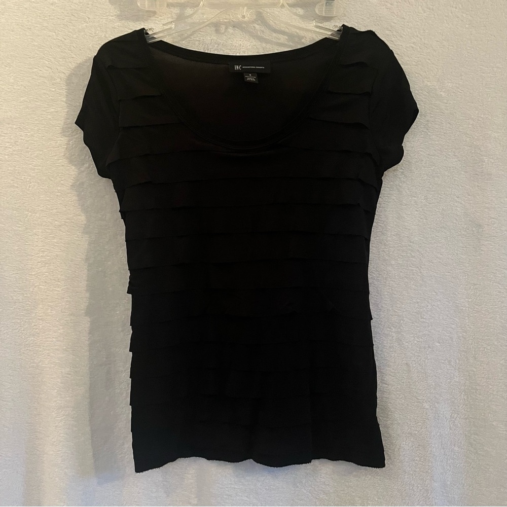 INC International Concepts Black Layered Top